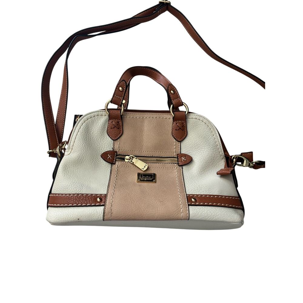 Born Concept Women's Hip Multi Pocket White Leather Casual Shoulder Satchel Bag‎